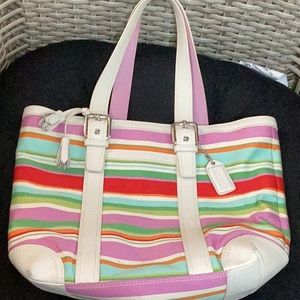 COACH multi- striped summer bag. VINTAGE… EUC. no damage, stains etc. tassels